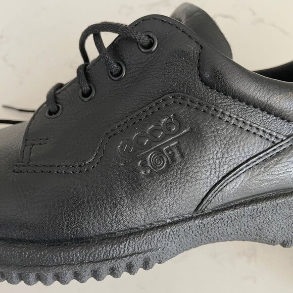 Ecco Soft Lace Up Leather Walking Sneaker w Gripper Outersole Black Sz 41 - Picture 13 of 15